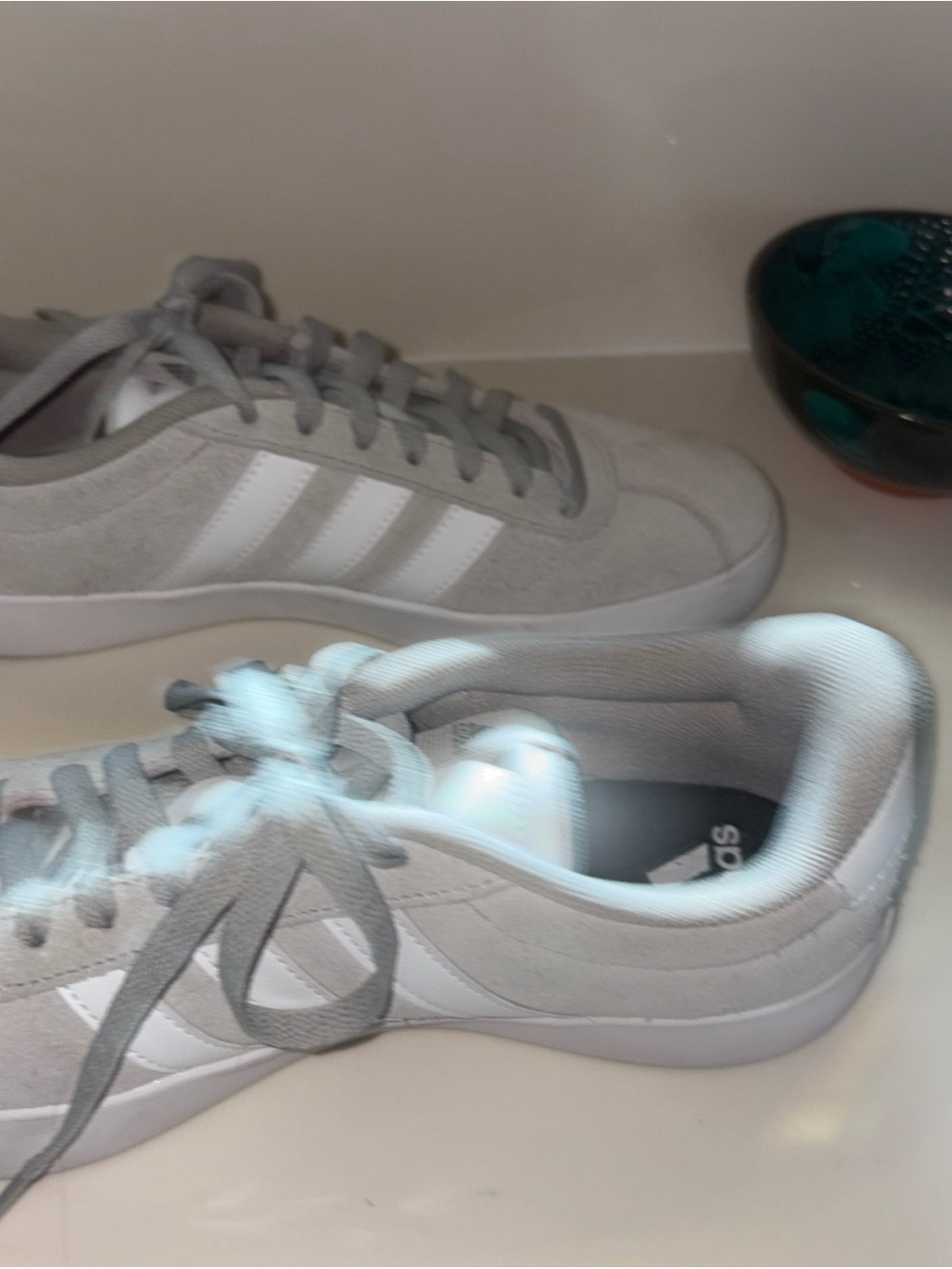 adidas VL Court 3.0 Gray Low-Top Sneakers with White Stripes